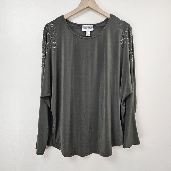 Joseph Ribkoff Women's Avocado Rhinestone Top Size 14 - Picture 2 of 7